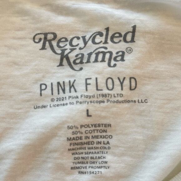 RECYCLED KARMA Pink Floyd Shine on You Puff Sleeve Crop Top Women's Large - Picture 8 of 10